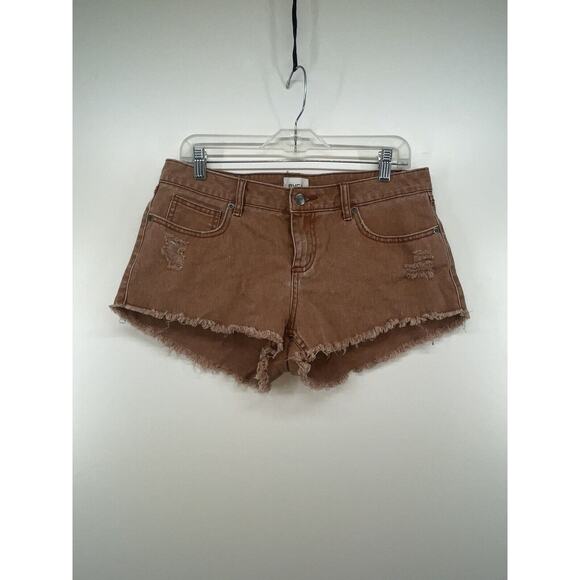 RVCA Hello Mellow Brown Cutoff Denim Jean Shorts Frayed Edge Women’s Size 29 - Picture 10 of 12
